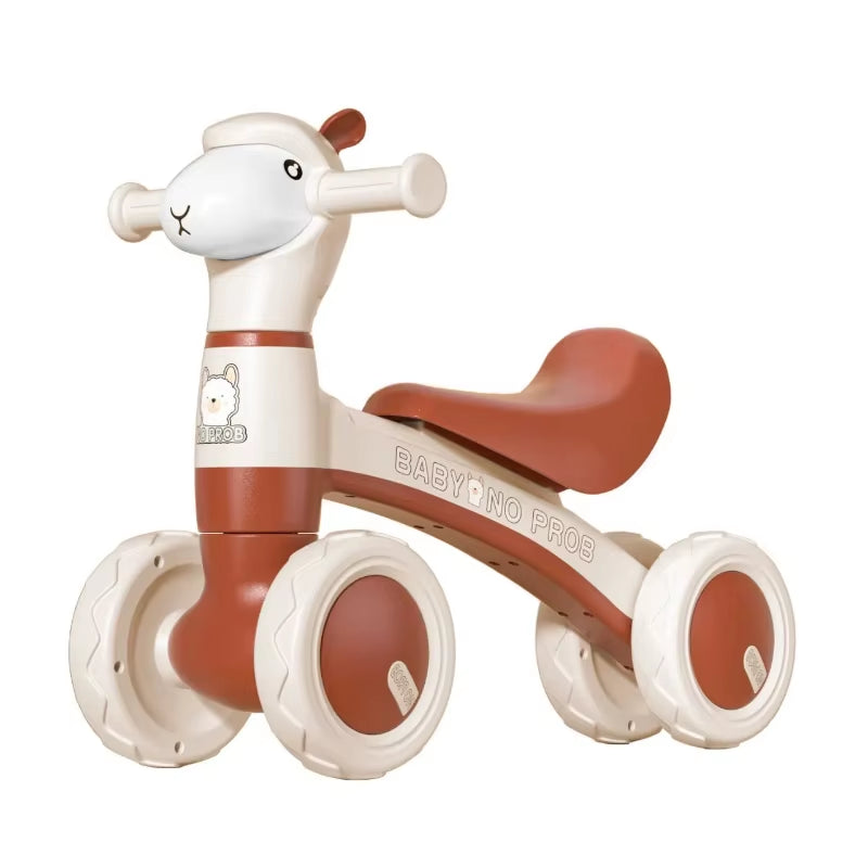 Luxury Edition Sliding Car Alpaca Scooter Four Wheel Balancing Baby Walking Cart for 1-3 Year Old Infants Child Learning Walker