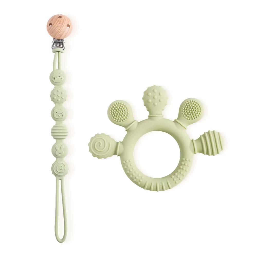 1Pc Silicone Teether,Food Grade Baby 0-12 Toys,Teething Ring Sensory Toys for Toddlers,Silicone Animal Soothing Toys Accessories