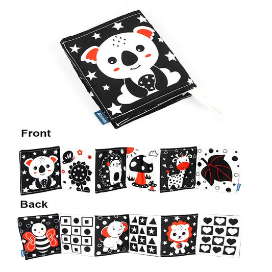 Baby Book Black and White Books for Newborn Babies Bed Crib Bumper Sensory Cloth Book Montessori High Contrast Baby Toys 0-12 M