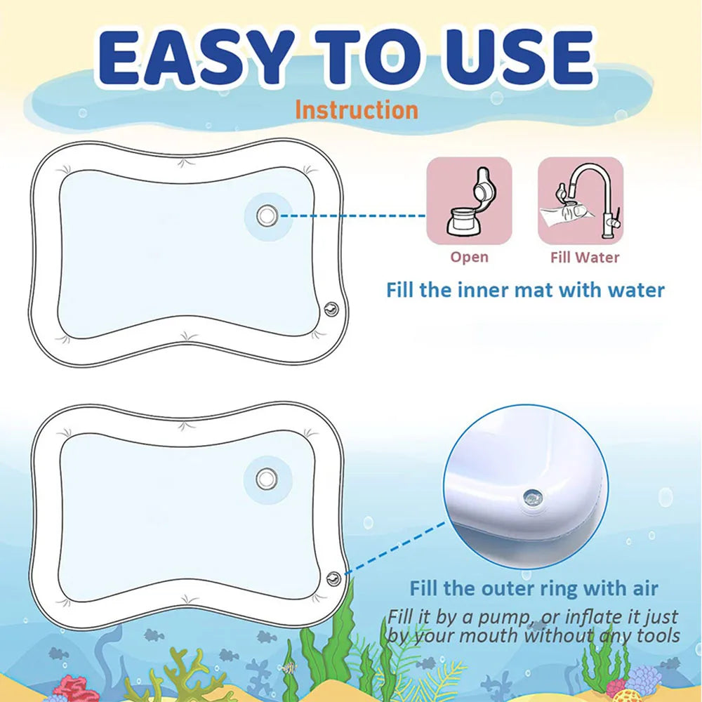 1Pc Inflatable PVC Baby Playing Water Mat White Jellyfish Toddler Pad Kids Early Education Activity Toys Mat Cushion Kids Gift