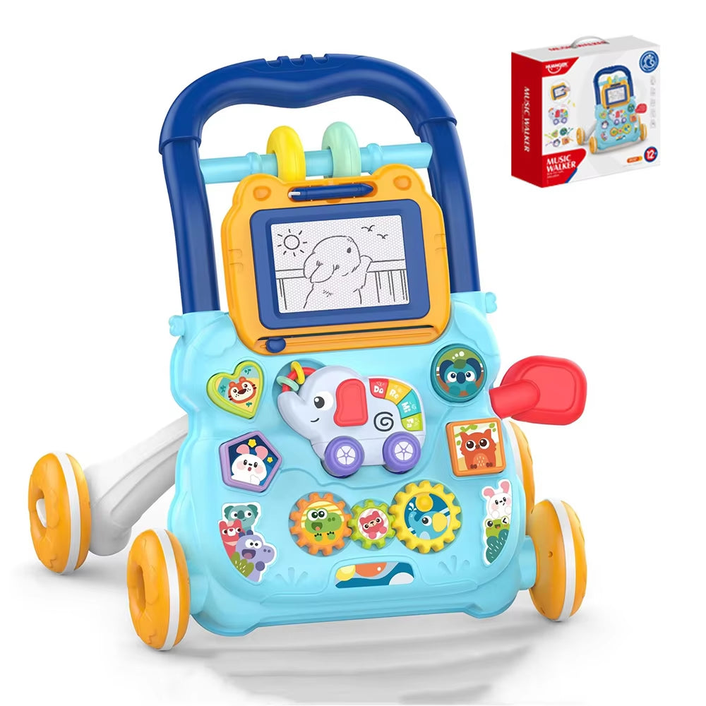 Musical Baby Walker with Artboard Toy Baby Activities Learning Walking Toys Wallkers for Baby Assisted Walking