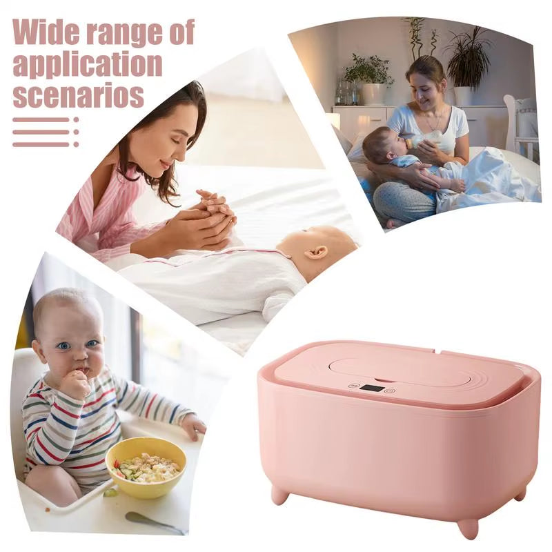Baby Wet Wipe Warmer Smart Control Evenly Heated Low-Noise Toddler Diaper Wipe Dispenser Baby Supplies with Light for Business