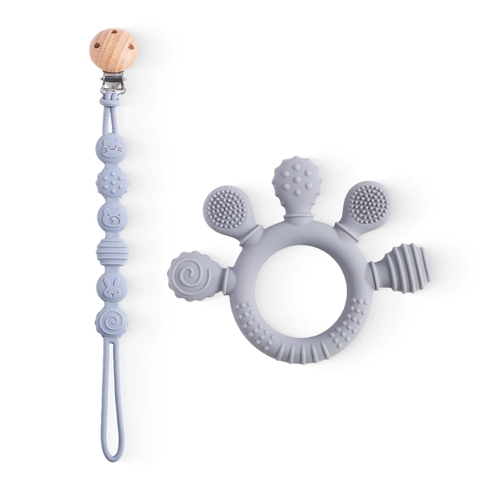 1Pc Silicone Teether,Food Grade Baby 0-12 Toys,Teething Ring Sensory Toys for Toddlers,Silicone Animal Soothing Toys Accessories