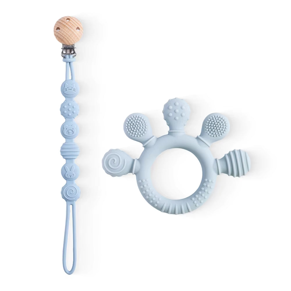 1Pc Silicone Teether,Food Grade Baby 0-12 Toys,Teething Ring Sensory Toys for Toddlers,Silicone Animal Soothing Toys Accessories