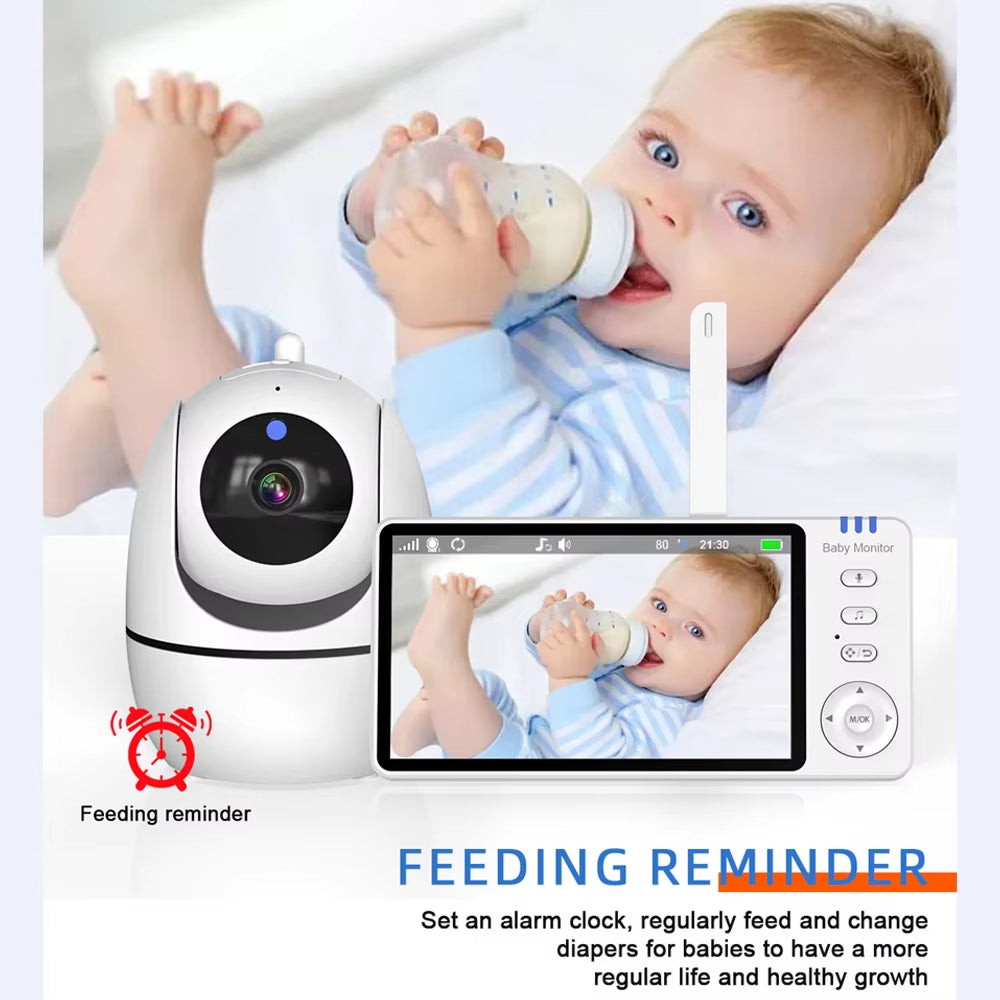 5.0 Inch Video Baby Monitor with Pan Tilt Camera Wireless Two Way Audio Night Vision Security Babysitter VOX Wake up USB Charge