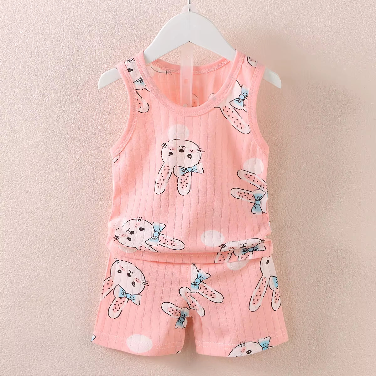 Children'S Clothing Print Sleeveless Tops Shorts Cute Breathable Kids Summer Vest Shorts Set Tank Top for Baby Clothing Children