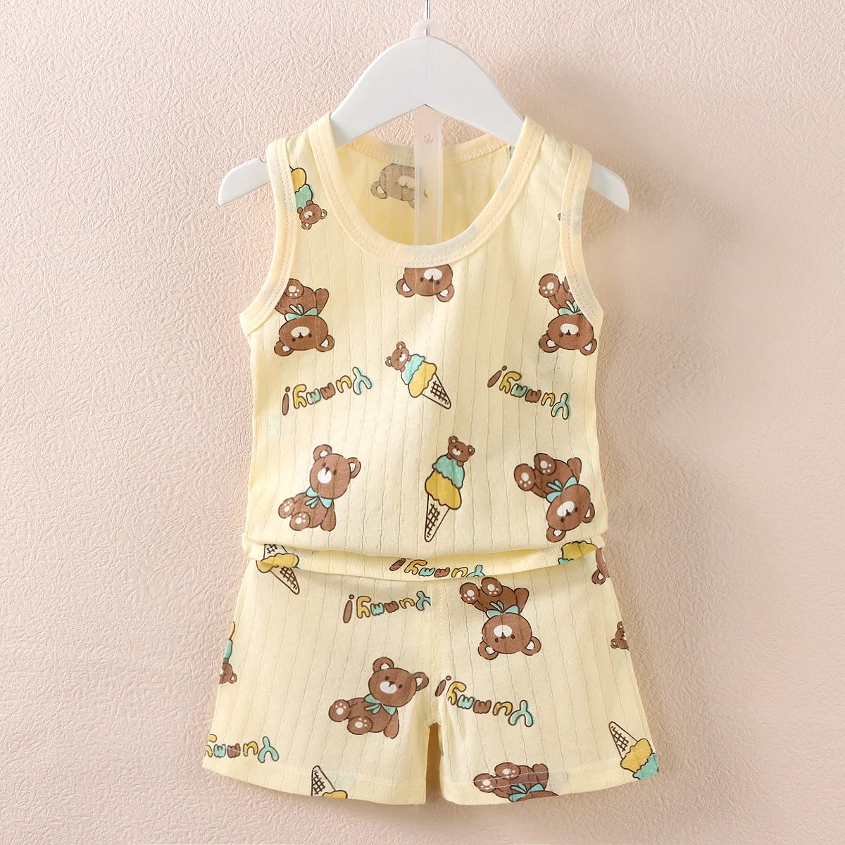 Children'S Clothing Print Sleeveless Tops Shorts Cute Breathable Kids Summer Vest Shorts Set Tank Top for Baby Clothing Children