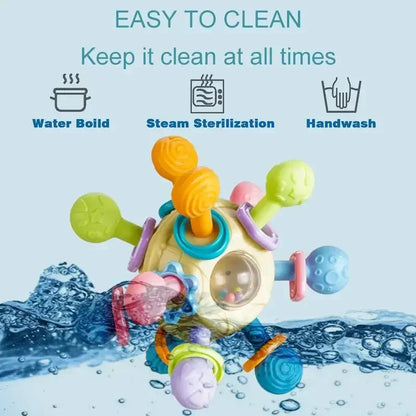 Baby Toys 0 12 Months Rotating Rattle Ball Grasping Activity Baby Development Toy Silicone Teether Baby Sensory Toys for Babies