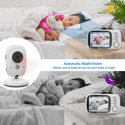3.2 Inch Wireless Video Baby Monitor Auto Night Vision Two-Way Intercom Temperature Monitoring Surveillance Camera Nanny