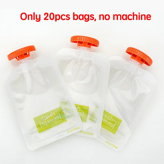 PANGDUBE BAby Complementary Food Squeeze Station with 10Pcs Squeeze Bags Baby Food Dispenser Machine Baby Food Mills