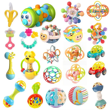 Baby Development Toys 0 6 12 Months Sensory Baby Teether Rattle Educational Baby Toys Soft Teething Toys Games for Babies 1 Year