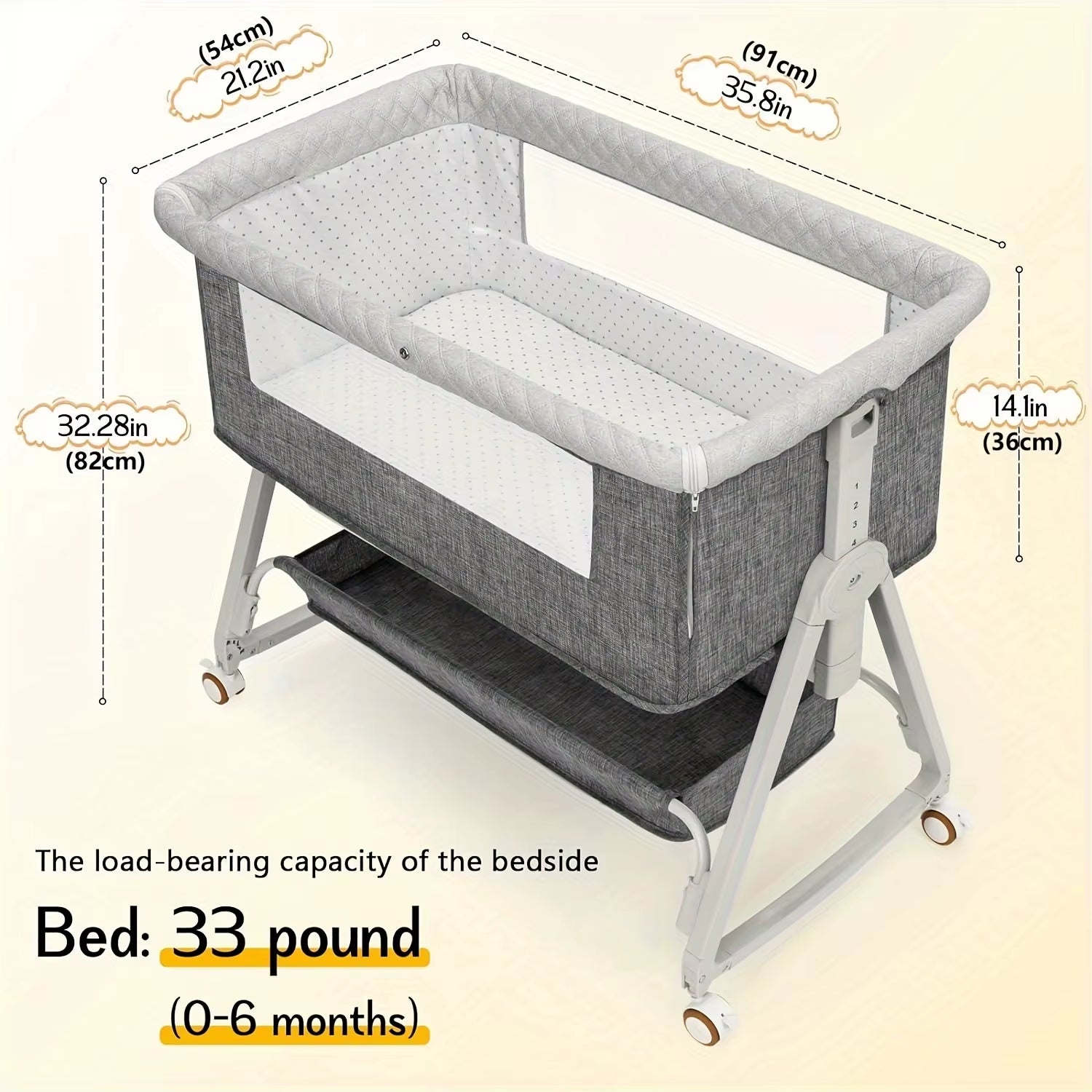 Baby Crib - Mobile Portable Baby Cradle Bed, Foldable Multi-Functional BB Bed, Newborn Children'S Splice Large Bed