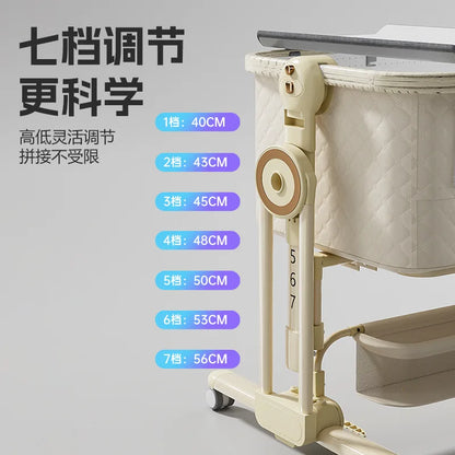 Diaper Changing Tables Aluminum Alloy Crib Movable Foldable Portable Cradle Multifunctional Newborn Splicing Bed