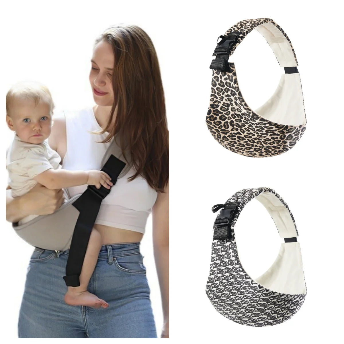 Baby Going Out Safety Carrier Simple Leopard Pattern Portable Front Hug Type Back Baby Out of the Baby Artifact Waist Stool