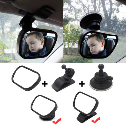 Car Back Seat View Baby Mirror 2 in 1 Mini Children Rear Convex Mirror Adjustable Auto Kids Monitor Car Accessories