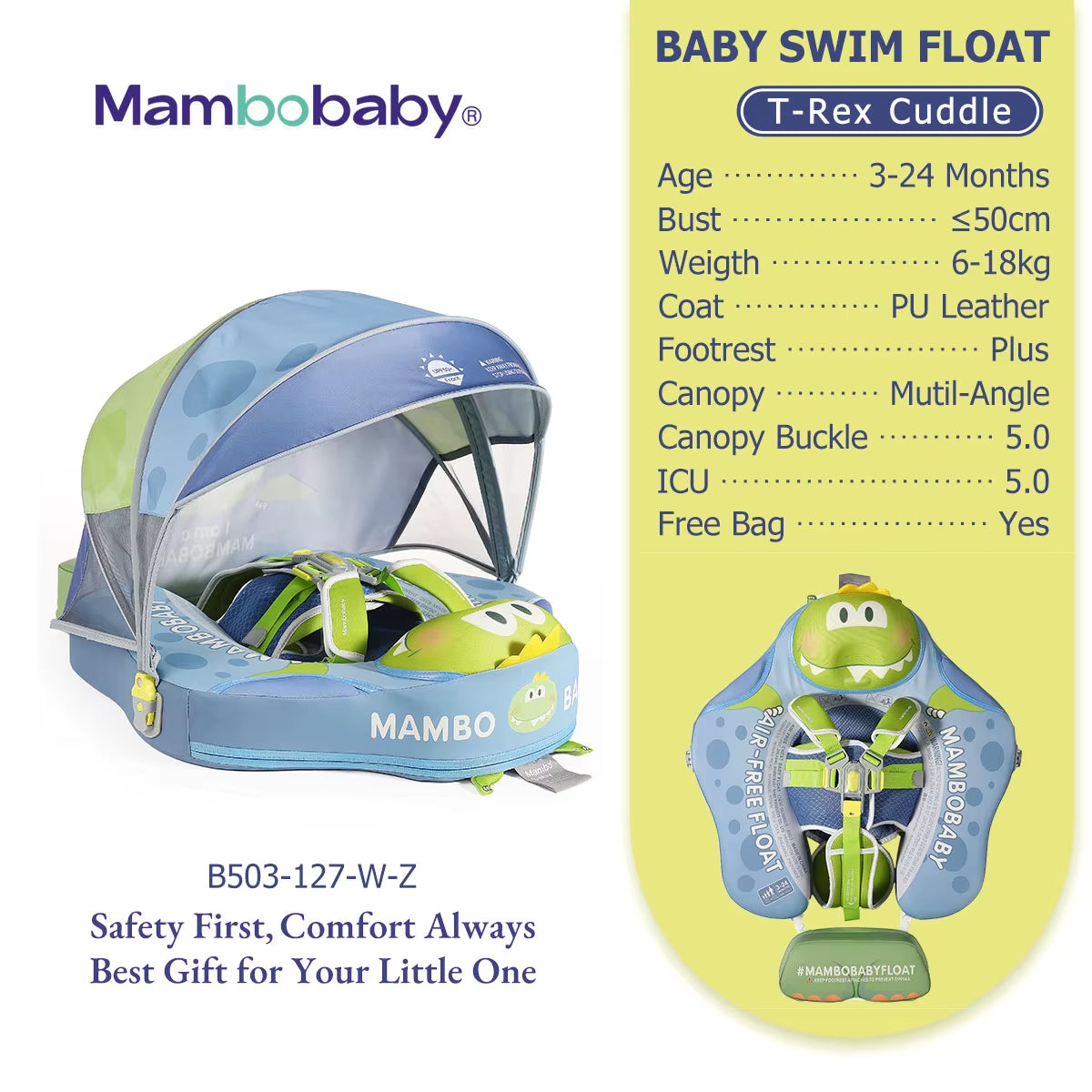 Float Safe Solid Core St-Unicorn B503-143-W-Z Comfort Always: Skin-Friendly Coat Baby Swimming Ring Toddler Pool Float