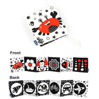Baby Book Black and White Books for Newborn Babies Bed Crib Bumper Sensory Cloth Book Montessori High Contrast Baby Toys 0-12 M