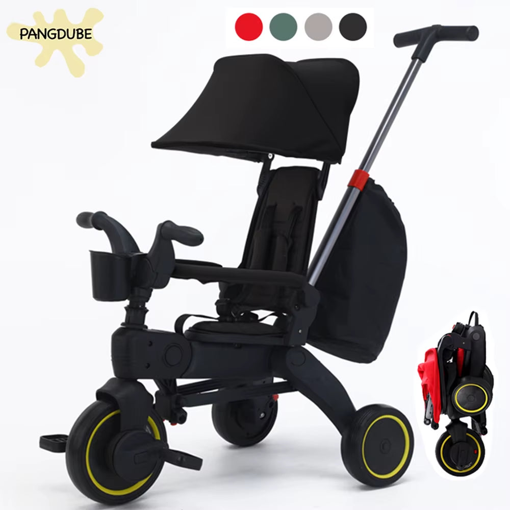 3-Wheel Baby Stroller 7.8KG Lightweight Foldable Tricycle for 1-6 Years Multifunctional Kids Trike with Parent Handle