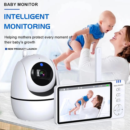 5 Inch Video Baby Monitor with Camera PTZ Zoom Babyphone Cam Security Protection Surveillance Cameras Temperature Sensor Lullaby
