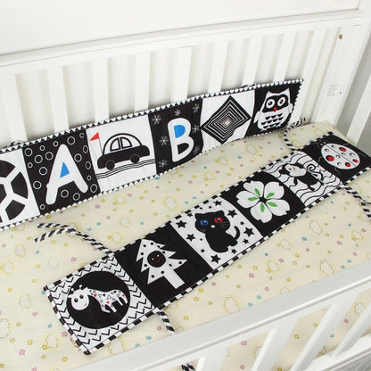 Baby Book Black and White Books for Newborn Babies Bed Crib Bumper Sensory Cloth Book Montessori High Contrast Baby Toys 0-12 M