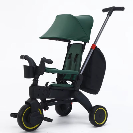 3-Wheel Baby Stroller 7.8KG Lightweight Foldable Tricycle for 1-6 Years Multifunctional Kids Trike with Parent Handle