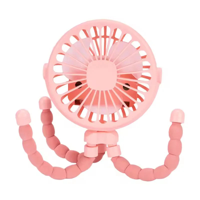 Mini Octopus Fan Baby Stroller Fan Hand Held USB Charging Bladeless Small Folding Fans Mini Silent Table Outdoor Cooler
