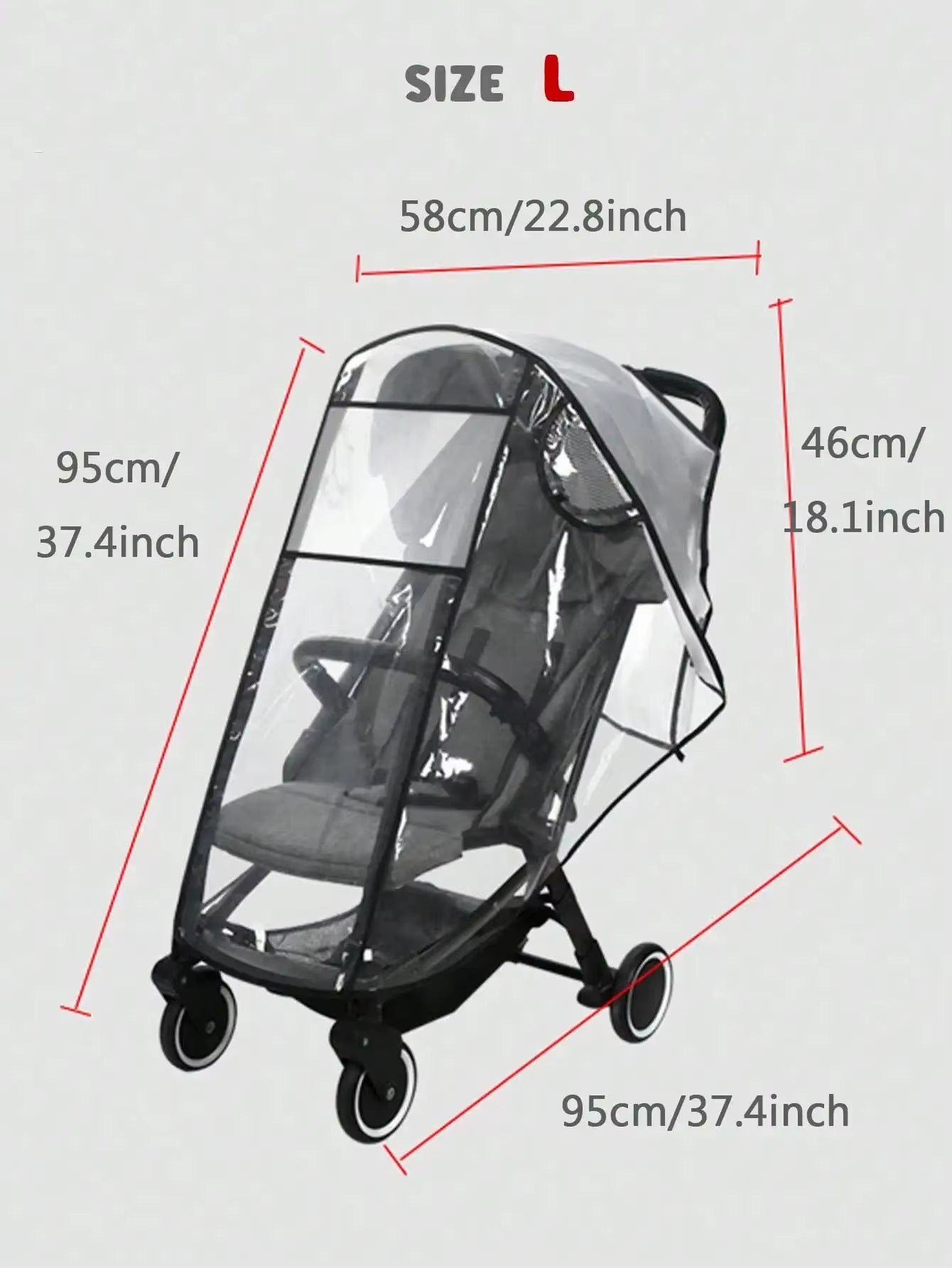 Baby Stroller Accessories Waterproof and Rainproof Cover Transparent Windproof and Dustproof Opened for Baby Stroller Raincoats