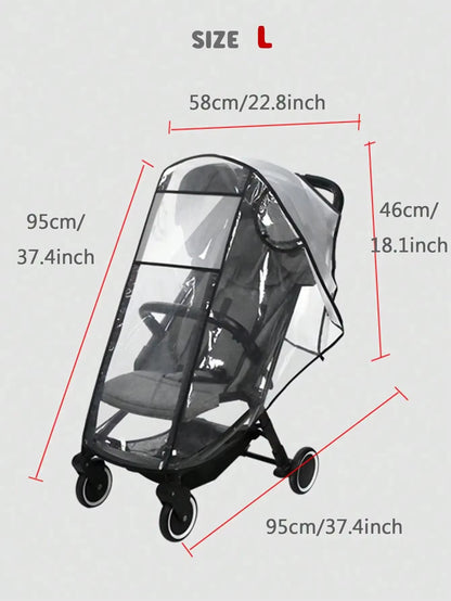 Baby Stroller Accessories Waterproof and Rainproof Cover Transparent Windproof and Dustproof Opened for Baby Stroller Raincoats