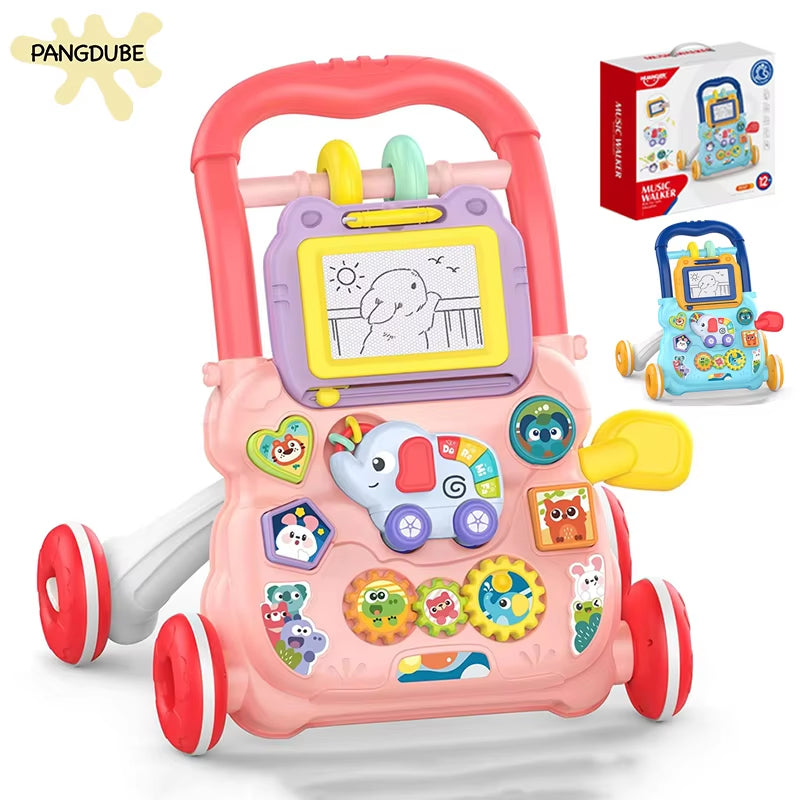 Musical Baby Walker with Artboard Toy Baby Activities Learning Walking Toys Wallkers for Baby Assisted Walking