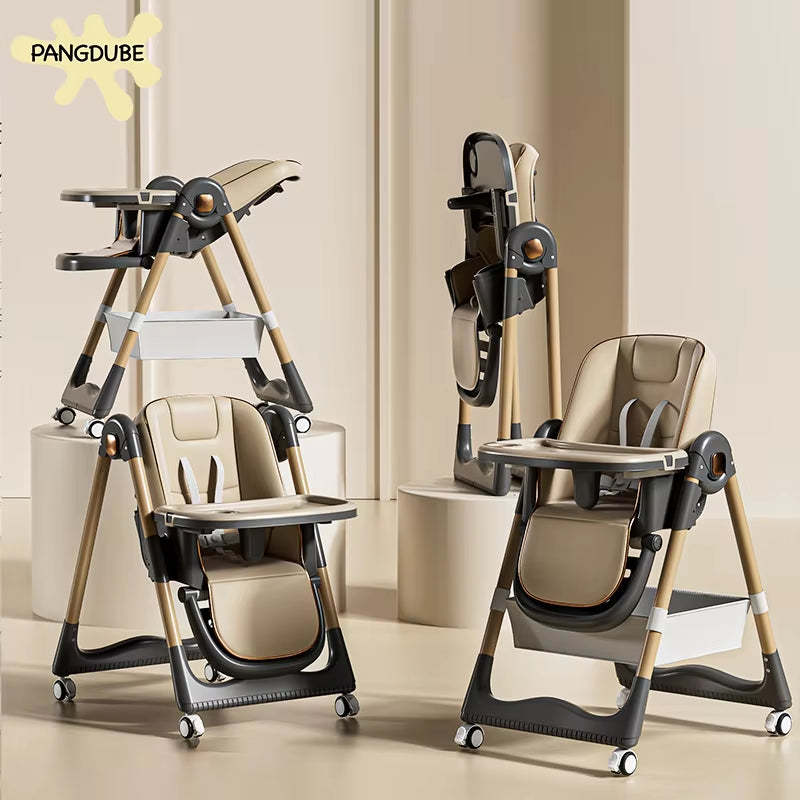 Baby High Chair for Feeding Reclining, Folding and Lifting Baby Eating Chair with Wheels High Chair for Babies Seats