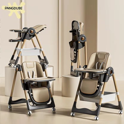 Baby High Chair for Feeding Reclining, Folding and Lifting Baby Eating Chair with Wheels High Chair for Babies Seats