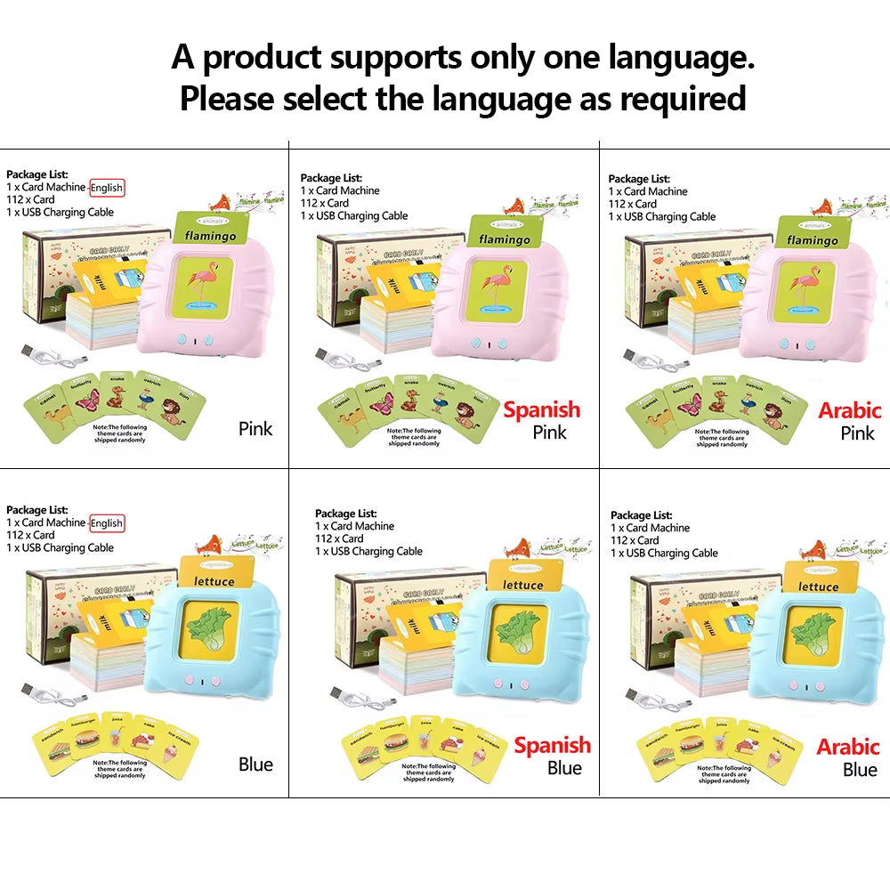 Early Education Flash Card Learning Toys Talking Flashcards for Kids Preschool English Electronic Audio Book Machine Gift