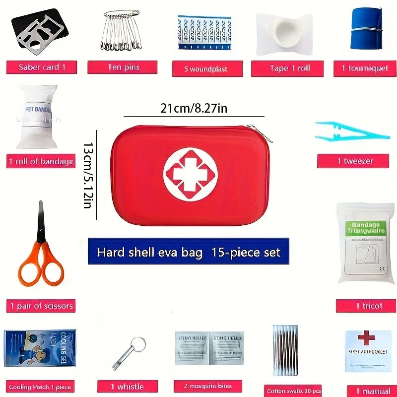 Multi-Purpose Small/Large First Aid Kit: Portable First Aid Kit for Outdoor Hunting, Hiking, Camping, Including Emergency Suppli