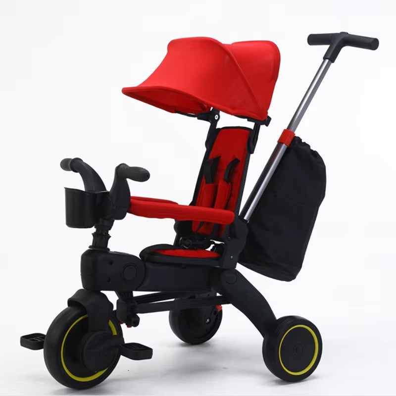 3-Wheel Baby Stroller 7.8KG Lightweight Foldable Tricycle for 1-6 Years Multifunctional Kids Trike with Parent Handle