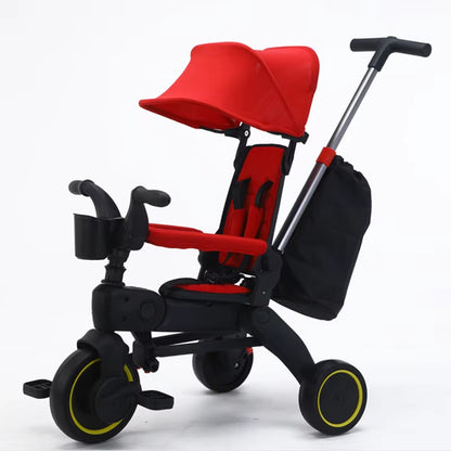 3-Wheel Baby Stroller 7.8KG Lightweight Foldable Tricycle for 1-6 Years Multifunctional Kids Trike with Parent Handle