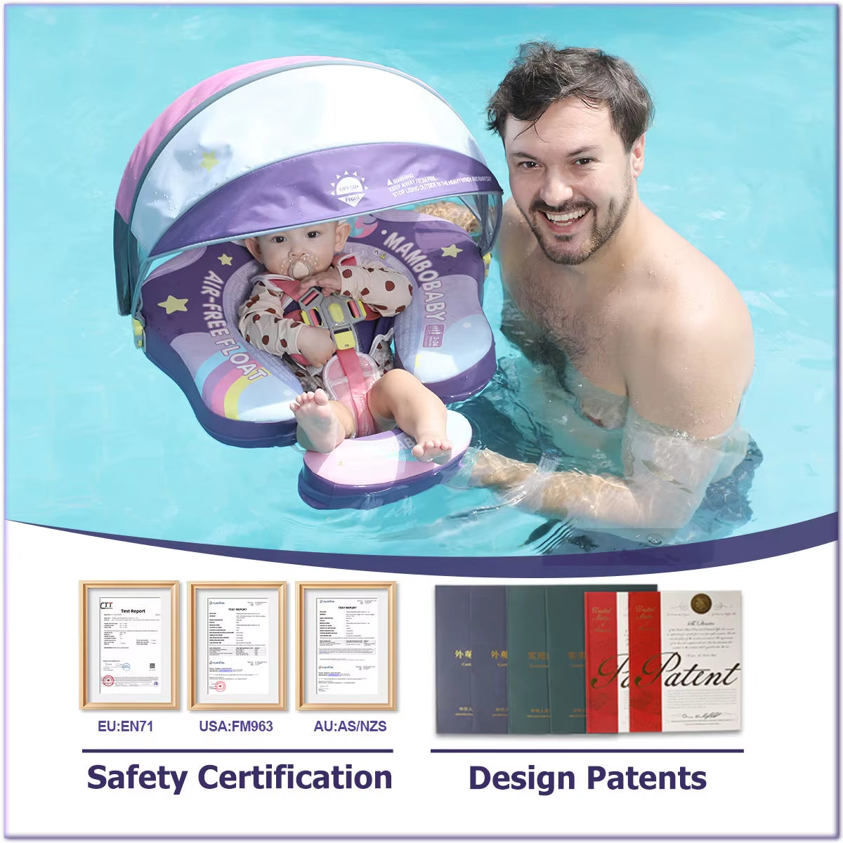 Float Safe Solid Core St-Unicorn B503-143-W-Z Comfort Always: Skin-Friendly Coat Baby Swimming Ring Toddler Pool Float