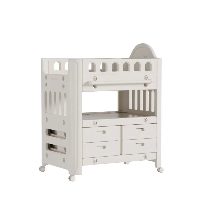 Portable Baby Changing Station - Foldable Diaper Table with Storage Shelves, Wheels & Safety Straps for Infants 0-24 Months