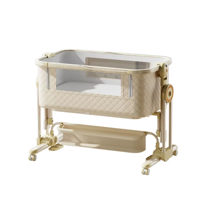 Diaper Changing Tables Aluminum Alloy Crib Movable Foldable Portable Cradle Multifunctional Newborn Splicing Bed