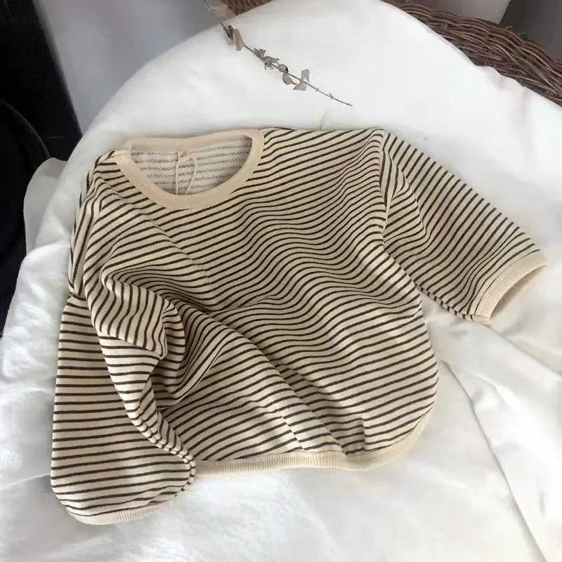 Cotton Children'S Clothing Long Sleeve T-Shirts Striped Baby Boy Girl Tops Casual Kids T-Shirt Autumn Spring Tee 1-8T