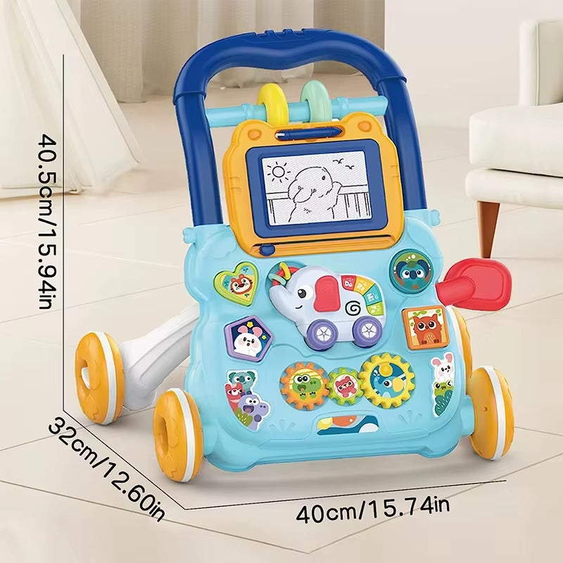 Musical Baby Walker with Artboard Toy Baby Activities Learning Walking Toys Wallkers for Baby Assisted Walking