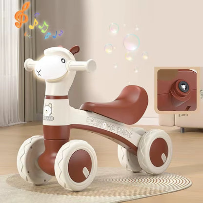 Luxury Edition Sliding Car Alpaca Scooter Four Wheel Balancing Baby Walking Cart for 1-3 Year Old Infants Child Learning Walker