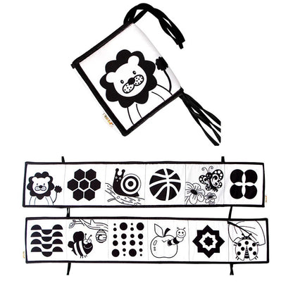 Baby Book Black and White Books for Newborn Babies Bed Crib Bumper Sensory Cloth Book Montessori High Contrast Baby Toys 0-12 M