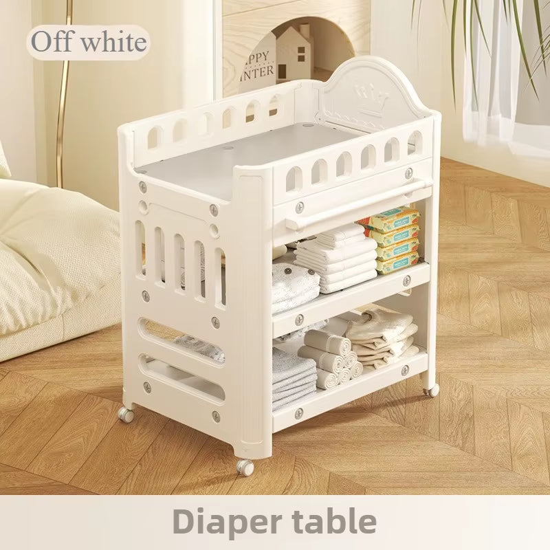 Portable Baby Changing Station - Foldable Diaper Table with Storage Shelves, Wheels & Safety Straps for Infants 0-24 Months