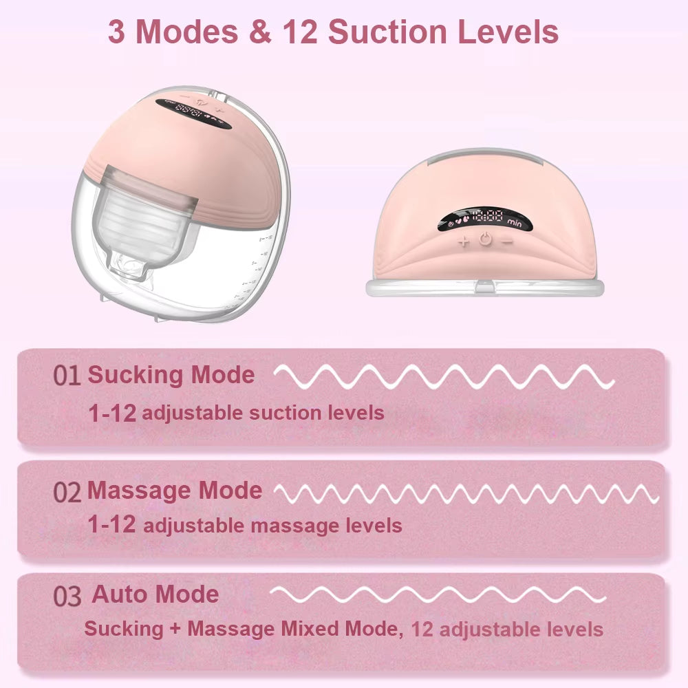 Wearable Breast Pump Super Silent Hands Free Electric Breast Pump Comfort Milk Collector for Breastfeeding with 24Mm Flange