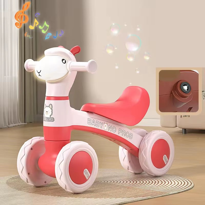 Luxury Edition Sliding Car Alpaca Scooter Four Wheel Balancing Baby Walking Cart for 1-3 Year Old Infants Child Learning Walker