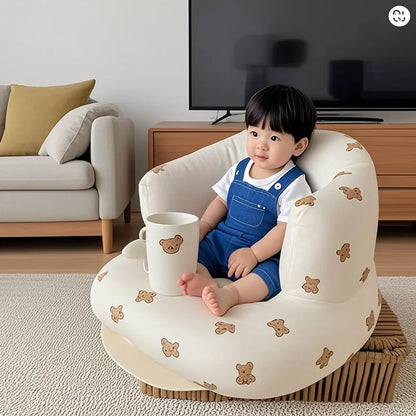 Baby Inflatable Sofa Children Puff Portable Bath Chairs PVC Multifunctional Seat Practice Sitting Bath Stool