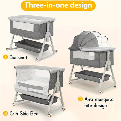 Baby Crib - Mobile Portable Baby Cradle Bed, Foldable Multi-Functional BB Bed, Newborn Children'S Splice Large Bed