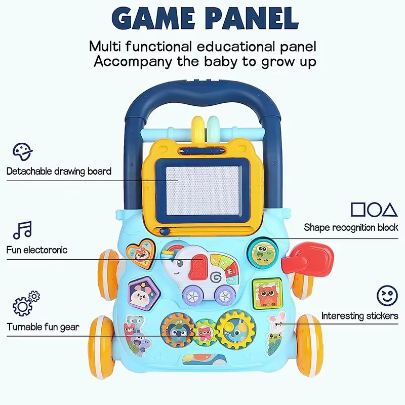 Musical Baby Walker with Artboard Toy Baby Activities Learning Walking Toys Wallkers for Baby Assisted Walking