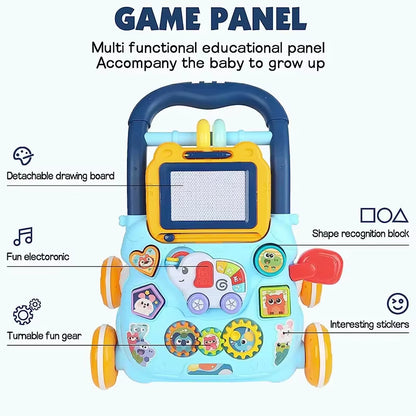 Musical Baby Walker with Artboard Toy Baby Activities Learning Walking Toys Wallkers for Baby Assisted Walking