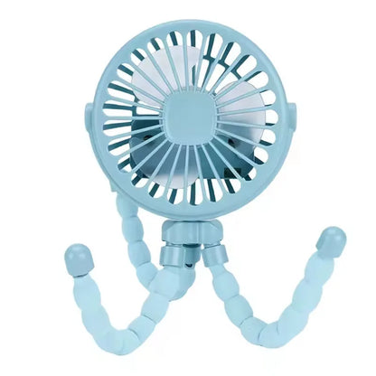 Mini Octopus Fan Baby Stroller Fan Hand Held USB Charging Bladeless Small Folding Fans Mini Silent Table Outdoor Cooler